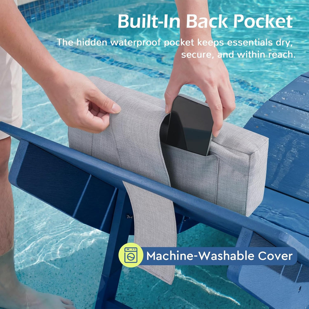 Stoog Folding Pool Lounge Chair, HIPS Outdoor Anti-Floating Recliner with Hea...