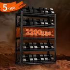 Dyoung 47.2" W Garage Storage Shelves Adjustable 5 Tier Metal Shelves Heavy Duty 2200LBS Capacity Industrial Shelving Units Rack for Warehouse Basement Garage, Black (23.6" D×47.2" W×72" H)
