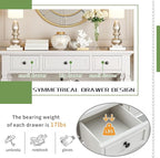 Merax Farmhouse Wood ConsoleTable for Hallways Narrow Foyer Sideboard with Drawers and Bottom Shelf for Entryway Antique White