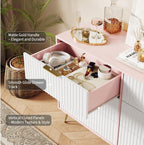 Garvee Fluted Dresser for Bedroom with 6 Drawers,47" Wide Modern Chest of Wooden Bedroom Chest with Metal Handle,Clothes Storage Organizer,Closet Dresser & TV Stand for Living Room,Hallway,6&Pink