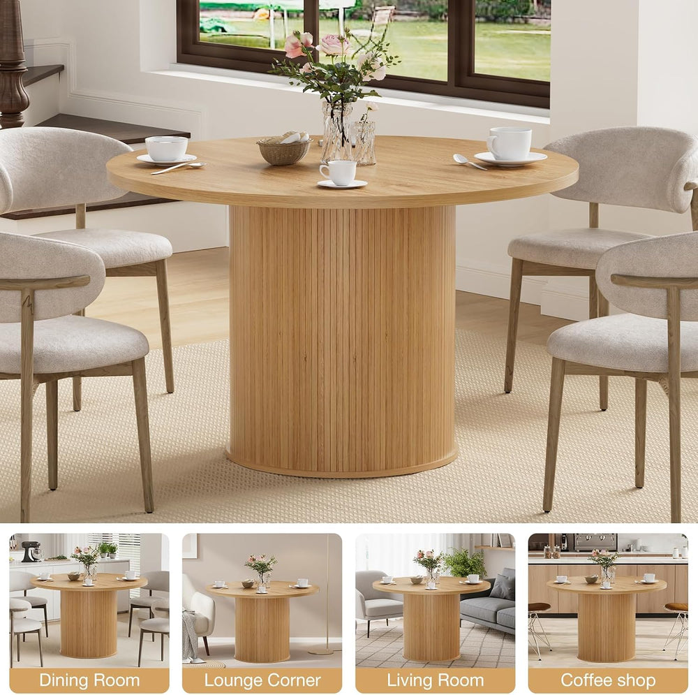 HOMMPA 48'' Round Dining Table for 4-6 Kitchen Table Circle Dinner Ta...