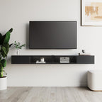 WAMPAT 70 inch Floating Entertainment Center, Black | For TVs Up to 75 inch, Open shelf Storage, Wall Shelf Under TV, Media Console, Living Room