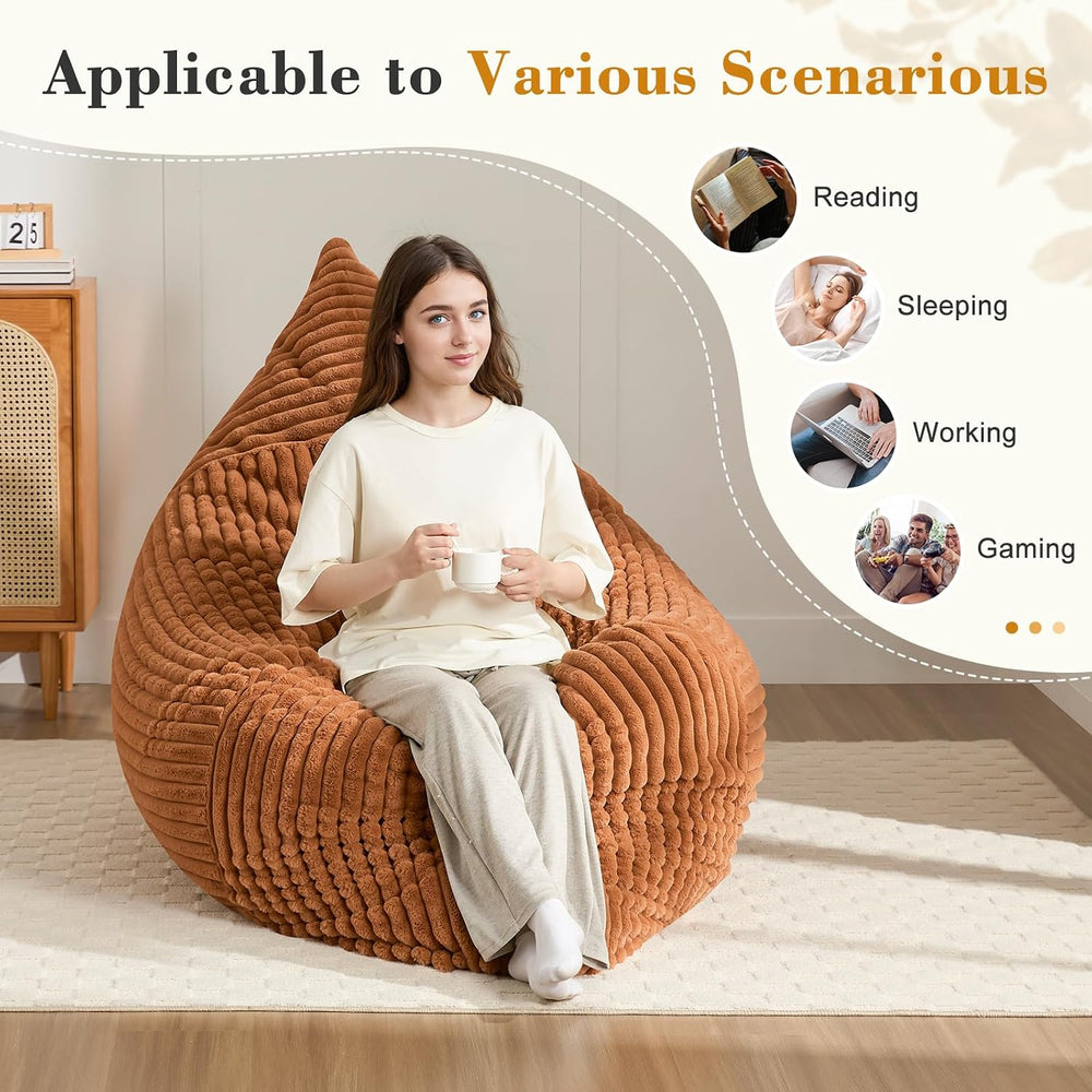 3-in-1 Giant Bean Bag Chair for Adults & Kid, Convertible Floor Sofa to M...