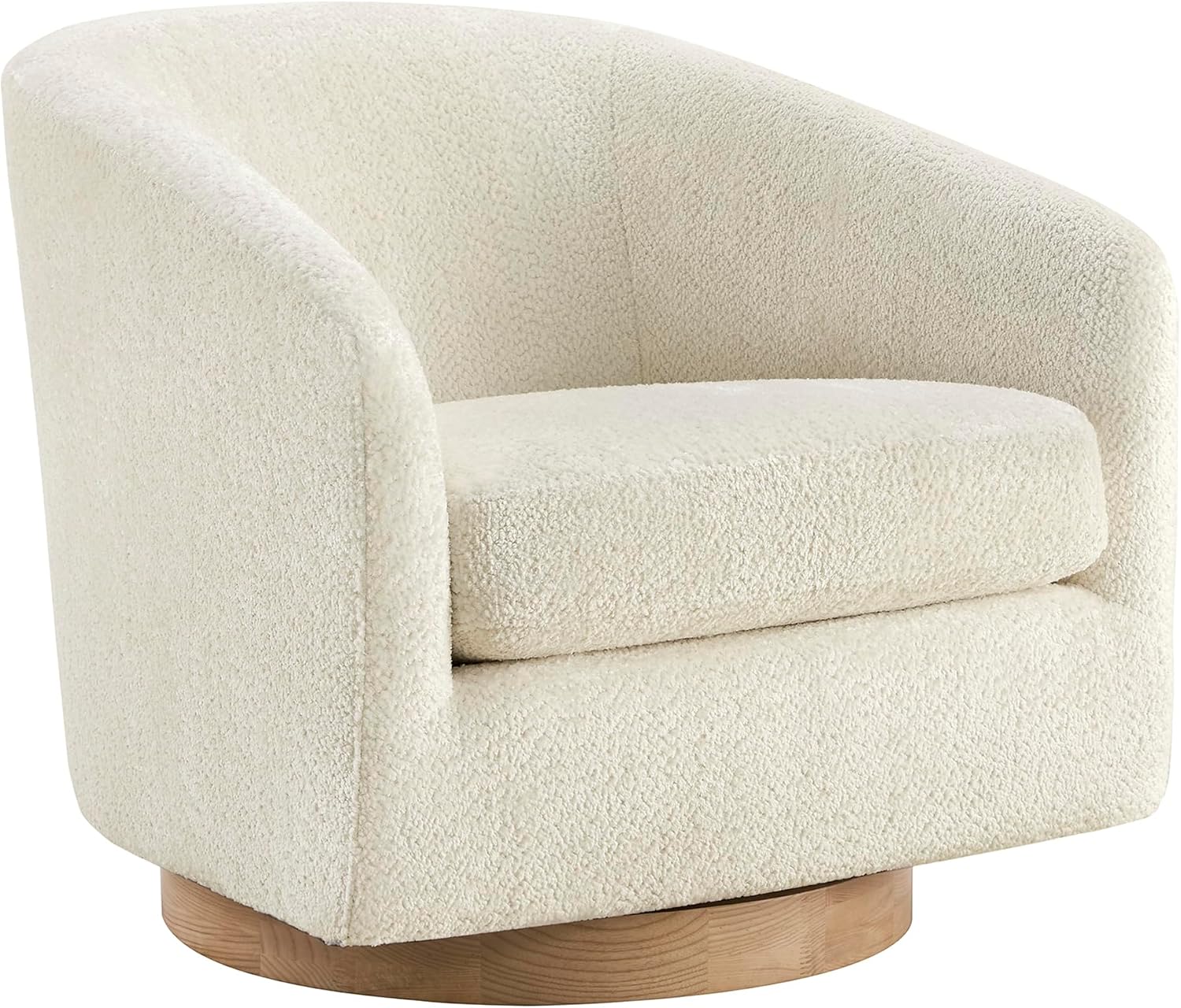 CHITA Swivel Accent Chair Set of 2, FSC Wood Frame, Fully Assembled, Cream | Fabric Barrel Arm Chair with 360° Swivel Solid Wood Base, Mid Century Modern Living Room Chair, 31"x31"x28", 350 Lb Capacity