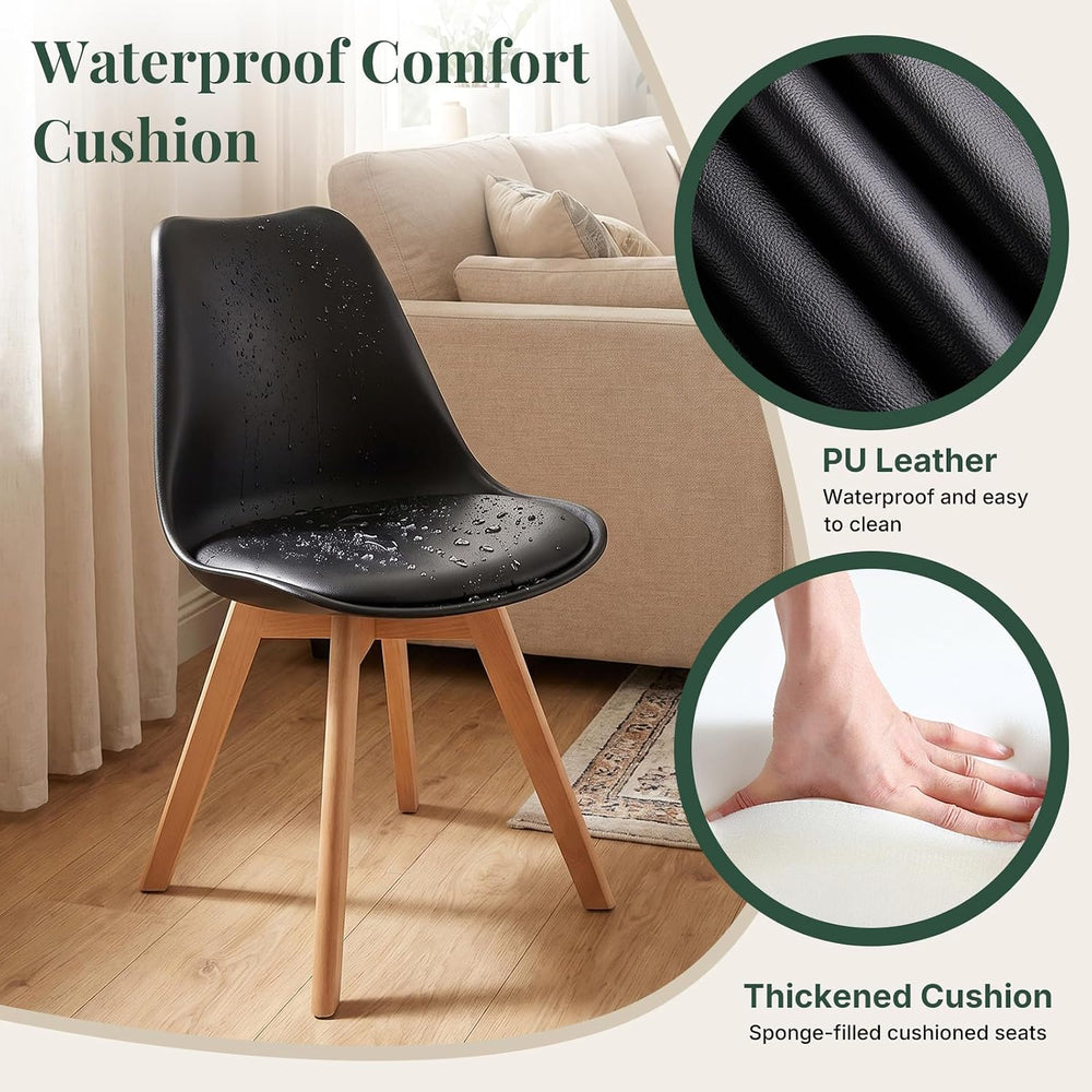 Dining Chairs Set of 8, PU Leather Padded Seat for Living Room | Modern, Upho...