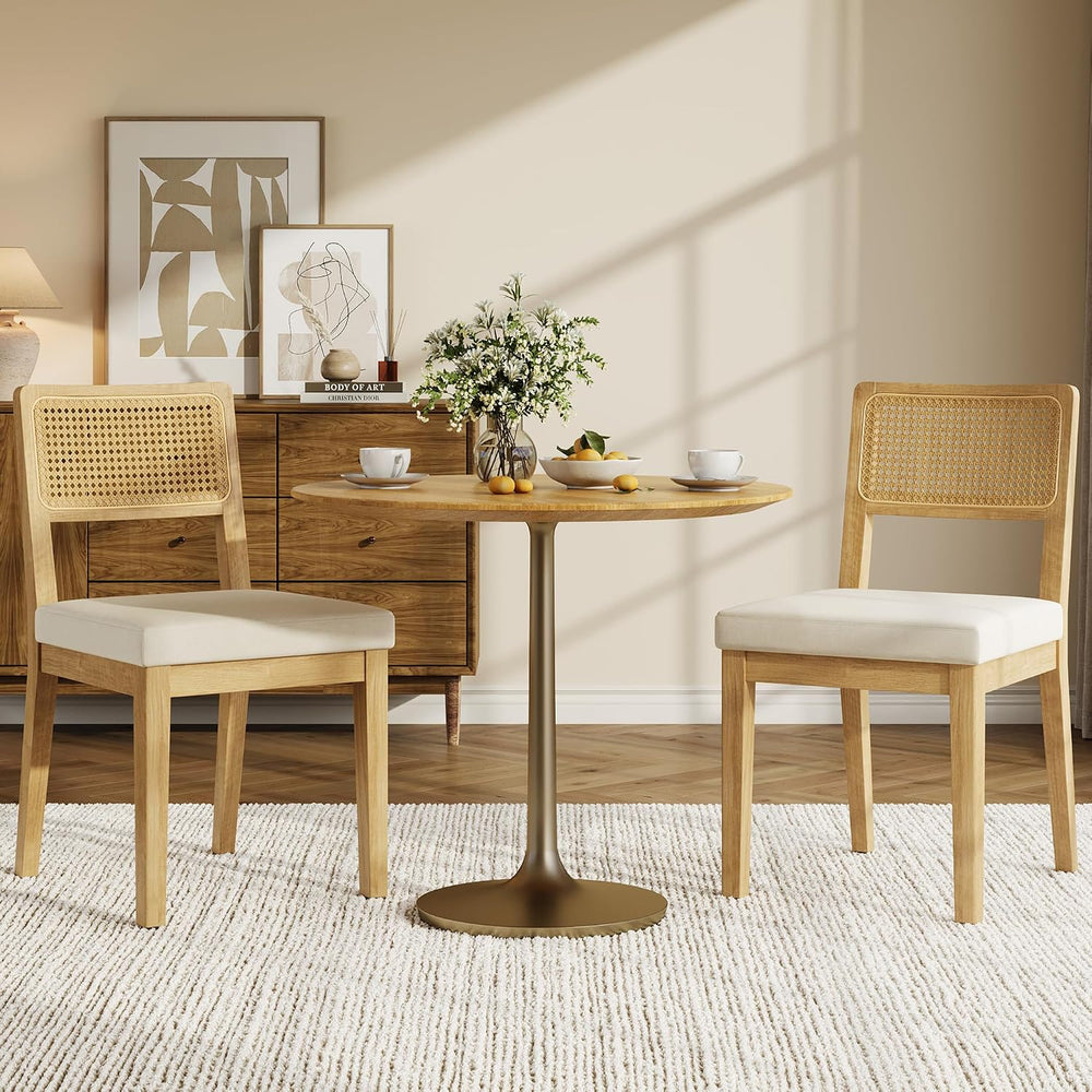 Garvee Rattan Dining Chairs Set of 2, French Country Upholstered Dining Chair...