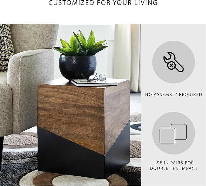 Signature Design by Ashley Trailbend Eclectic Accent End Table, Brown & G...