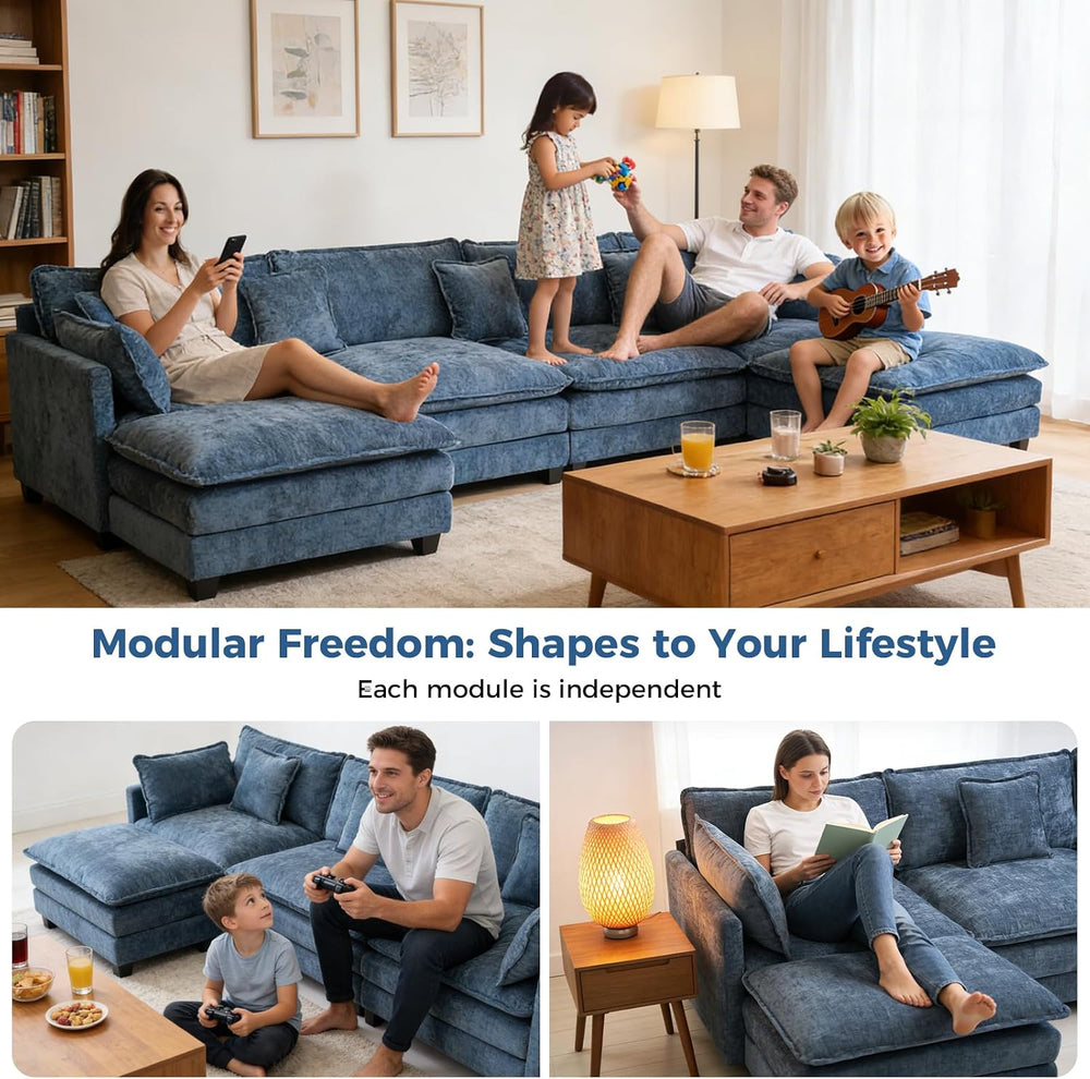 Redlife 78" Modular Sectional Loveseat Sofa with Ottoman