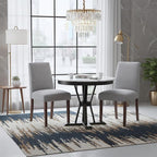Dining Chairs Set of 2, Modern Dining Room Chairs with Wooden Legs, Upholstered Kitchen Farmhouse Parsons Chairs for Restaurant & Cafe- Gray