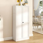 61" Tall Metal Kitchen Pantry Cabinet with 2 Doors & Adjustable Shelves, Heavy-Duty Freestanding Storage Credenza Organizer Utility Cupboard for Pantry, Kitchen, Bathroom,White
