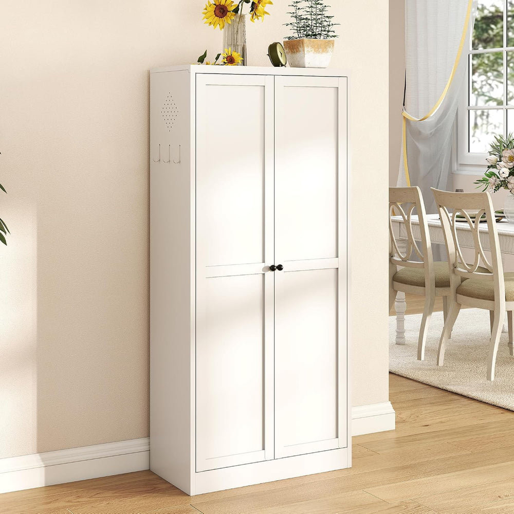 Metal Kitchen Pantry Cabinet - 61" Tall Sideboard Storage Bookcase with ...