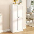 Metal Kitchen Pantry Cabinet - 61" Tall Sideboard Storage Bookcase with 2 Doors & 4 Adjustable Shelves, White Cupboard Storage Hutch Cabinet for Kitchen/Pantry/Bathroom