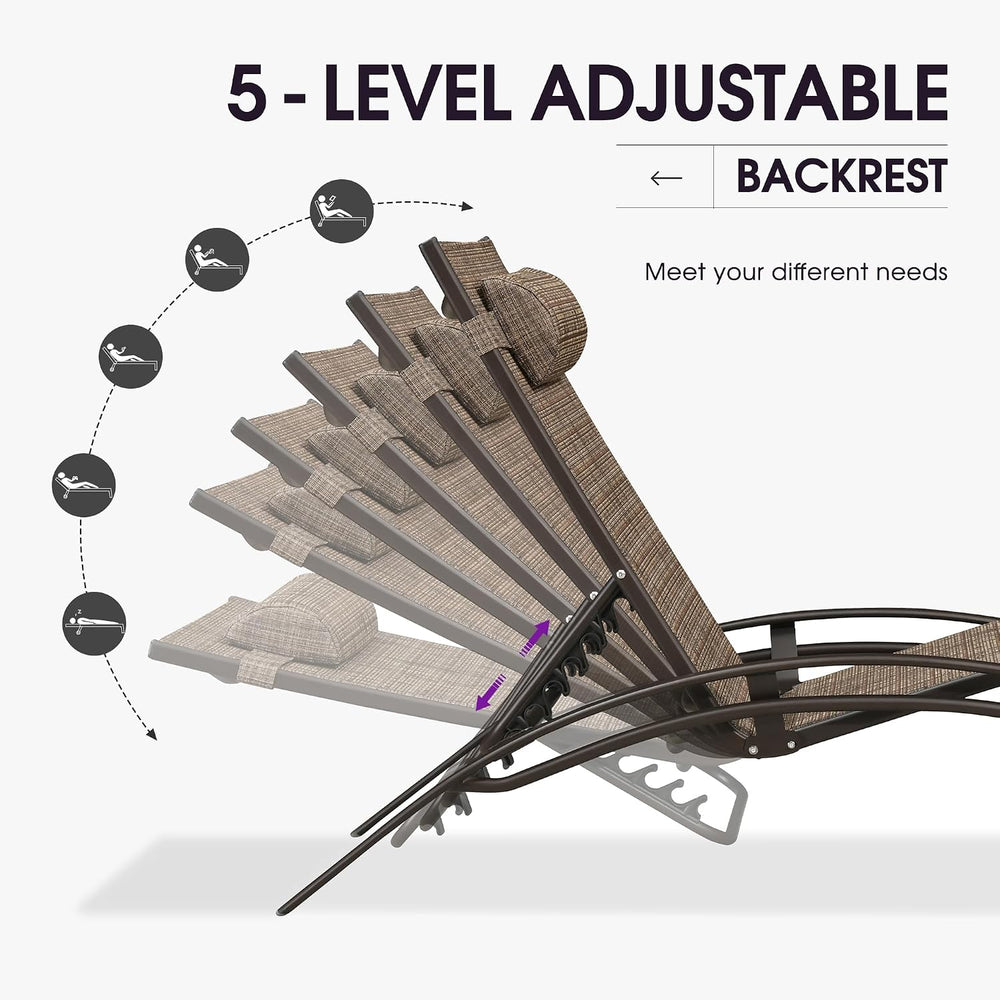 PURPLE LEAF Patio Pool Chaise Lounge Set of 3 Bronze Aluminum Chair, Brown | ...