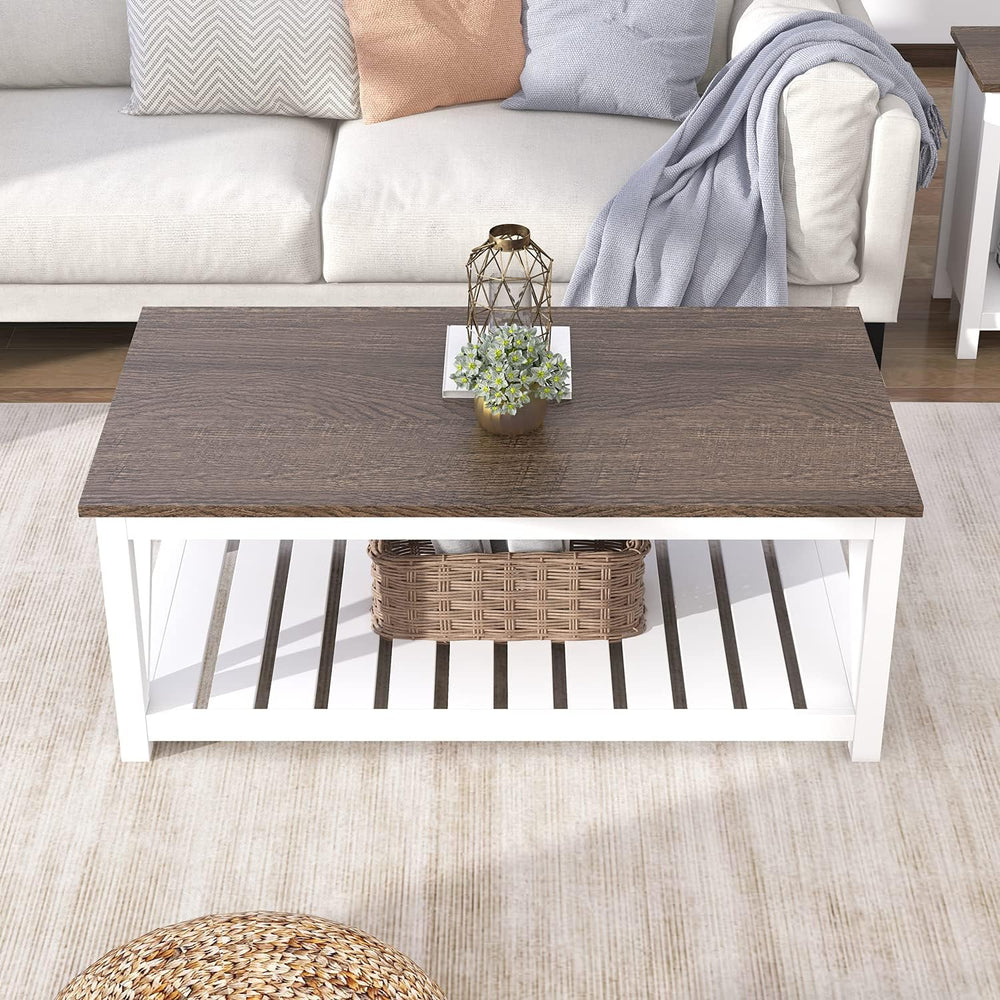 ChooChoo 40" Farmhouse Coffee Table with A-Frame Design for Living Room