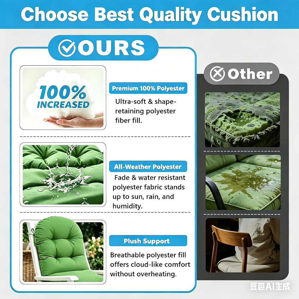 QILLOWAY Outdoor High Back Chair Cushion for Adirondack, All Weather Rocking ...