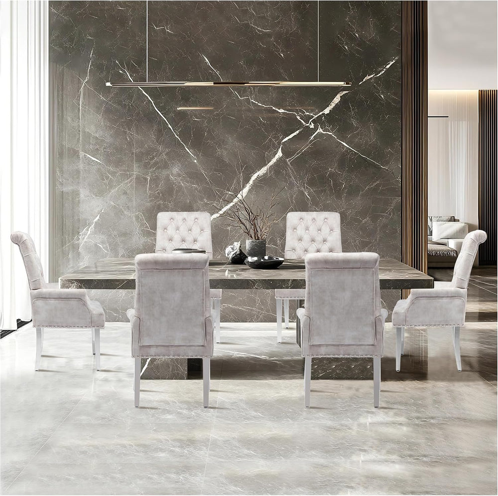 AODCHR Upholstered Velvet Accent Dining Chair, Elegant Tufted Dining Room Kit...