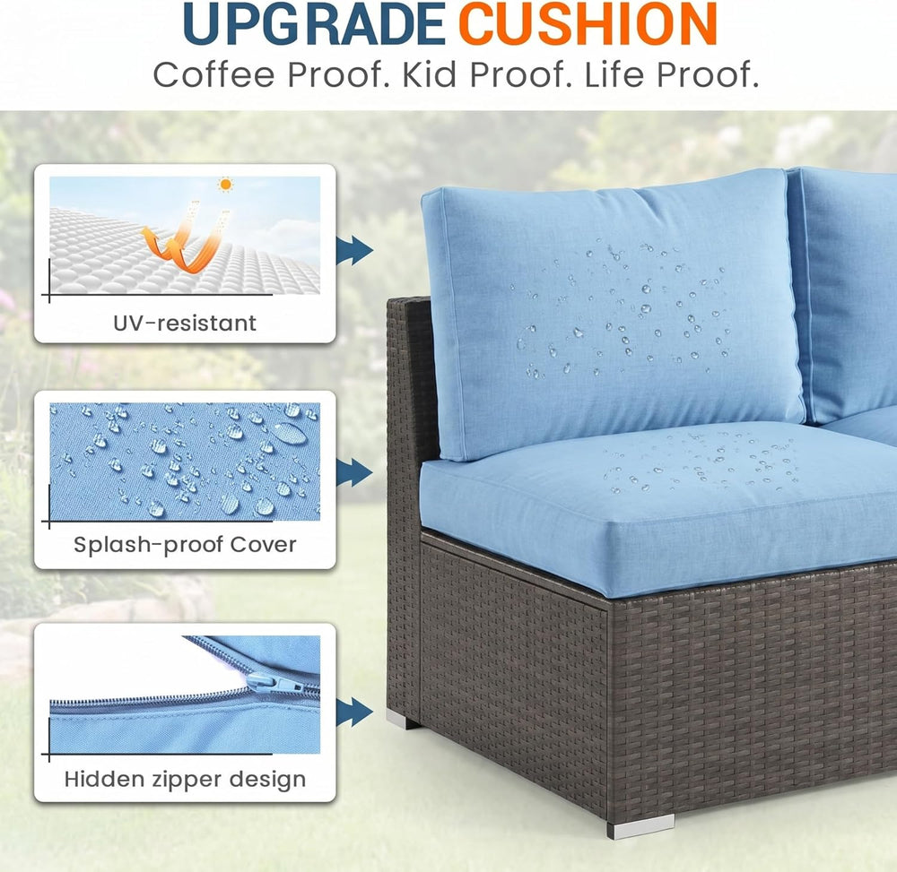 Wisteria Lane Outdoor Sofa, 2 Pieces Wicker Patio Furniture Set with Washable...