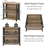 FATORRI Small Bookcase, Wood and Metal Low Short Bookshelf, Industrial Book Case and Rustic Book Shelf for Small Space (Rustic Oak)