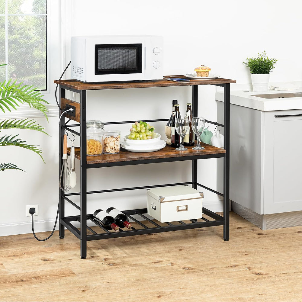 HOOBRO Kitchen Island with Storage, Kitchen Island Table with Power Outlet, 3...