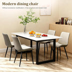 Dining Chairs Set of 2, Leather Modern Kitchen & Dining Room Chairs, Comfortable Upholstered Kitchen Chairs with Metal Legs Armless Side Chairs for Kitchen Restaurant, Khaki & Dark Grey