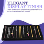 Novel Box 5 Pack 10-Slot Black Liner Jewelry Storage Tray Inserts 14.75x8.25x1 Inches - Jewelry Organizer Pad for Drawers & Store Displays - Jewelry Display Pads for Necklaces Bracelets & Chains