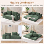 4-in-1 Boneless Folding Convertible Sofa Bed, 78 Inch Corduroy Loveseat Sleeper Couches with Pull Out Bed, Futon Couch for Living Room Bedroom, No Assembly Needed, Green