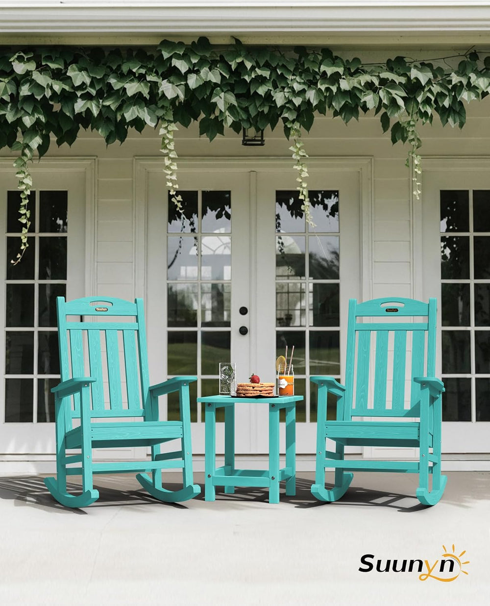 Oversized Outdoor Rocking Chair, High Back Porch Rocker Chair, HDPE All Weath...