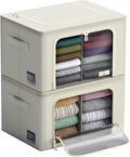 Sorbus Storage Bins with Divided Interior - Large Stackable & Foldable Organizer Containers with Metal Frame, Oxford Fabric, Large Window & Carry Handles - Organization for Bedroom, Linens & Clothes