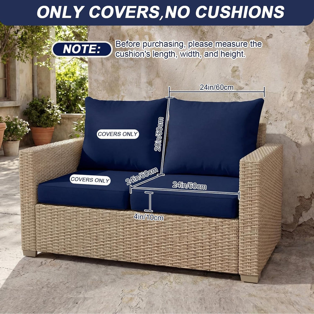 Tingjoo 4 Set 24x24x4 Inch Outdoor Seat Cushion Cover, Navy