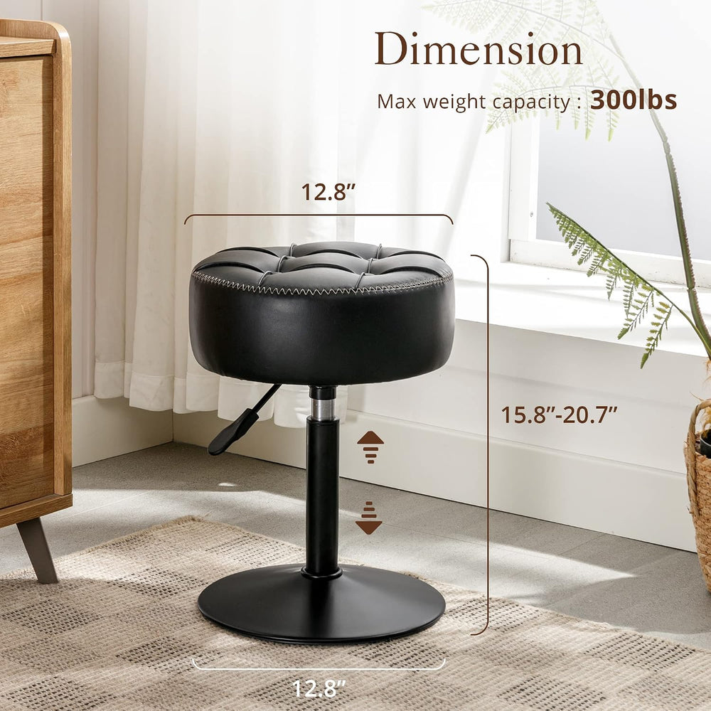 LUE BONA Adjustable Vanity Stool 15.8"-20.7", 360° Swivel Faux Leat...