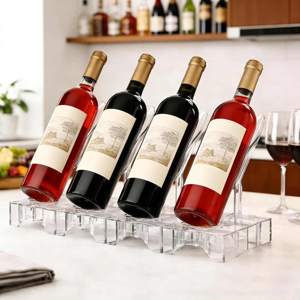Clear Acrylic Wine Rack, Modular Stackable Countertop Wine Bottle Holder with...