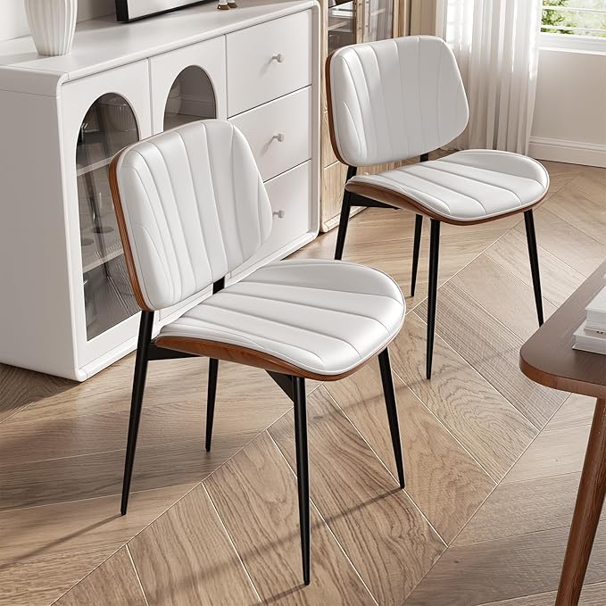 Dining Chair, Mid Century Modern Dining Room Chairs, Upholstered Faux Leather...