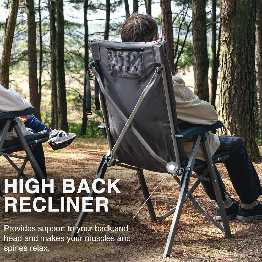 EVER ADVANCED Luxury Camping Chairs 2 Set for Adults Heavy Duty High Back Ove...