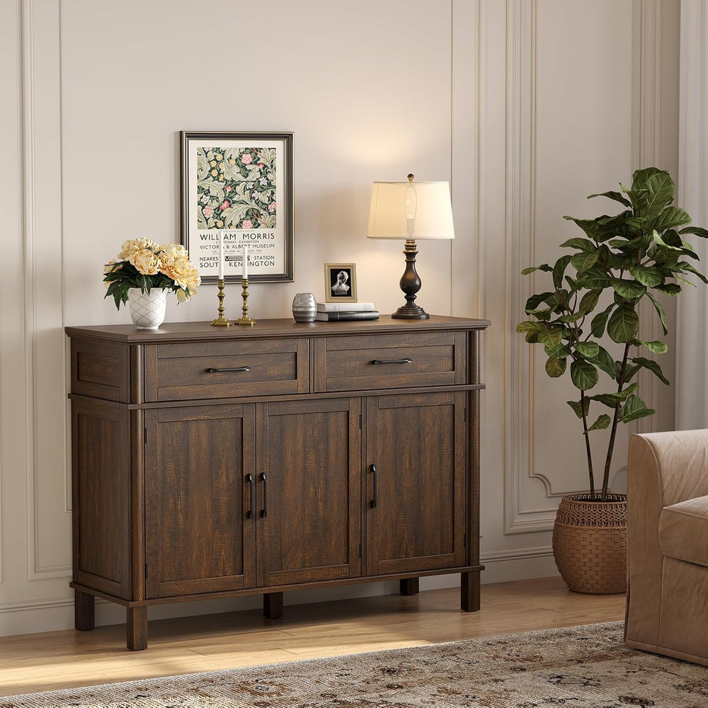 48 Inch Sideboard Buffet Cabinet with Storage, Farmhouse Coffee Bar Cabinet w...