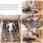 MAXYOYO Japanese Floor Mattress Futon Mattress, 4" Thicken Tatami Mat Sleeping Pad Foldable Roll Up Mat Boys Girls Dormitory Pad Kids Floor Lounger Pillow Bed, Charcoal Grey, Queen Size