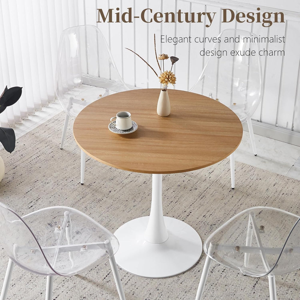 31.5 Inch Round Dining Table,Mid-Century Tulip Table with Metal Pedestal Base...