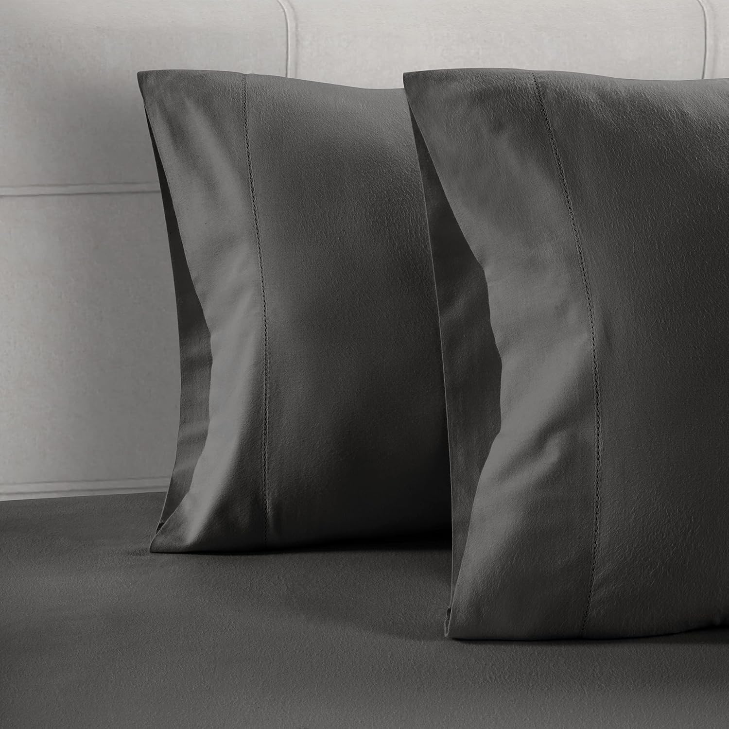 LANE LINEN Pillows Queen Size Set of 2 Soft 100% Egyptian Cotton Cool & Smooth 1000 Thread Count Pillow Cases - Charcoal