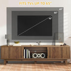 DWVO Fluted TV Stands for Living Room, Entertainment Center for TVs up to 65 Inch, Mid Century Modern Media Console with Power Outlets & Storage Compartments, 59" Long TV Cabinet, Walnut