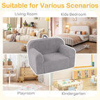 Costzon Kids Couch, Comfy Toddler Sofa Chair with Soft Fleece Fabric Cover, Kids Furniture for Playroom, Children Reading Armchair for Boys & Girls Aged 3+ Birthday (Medial,Grey)