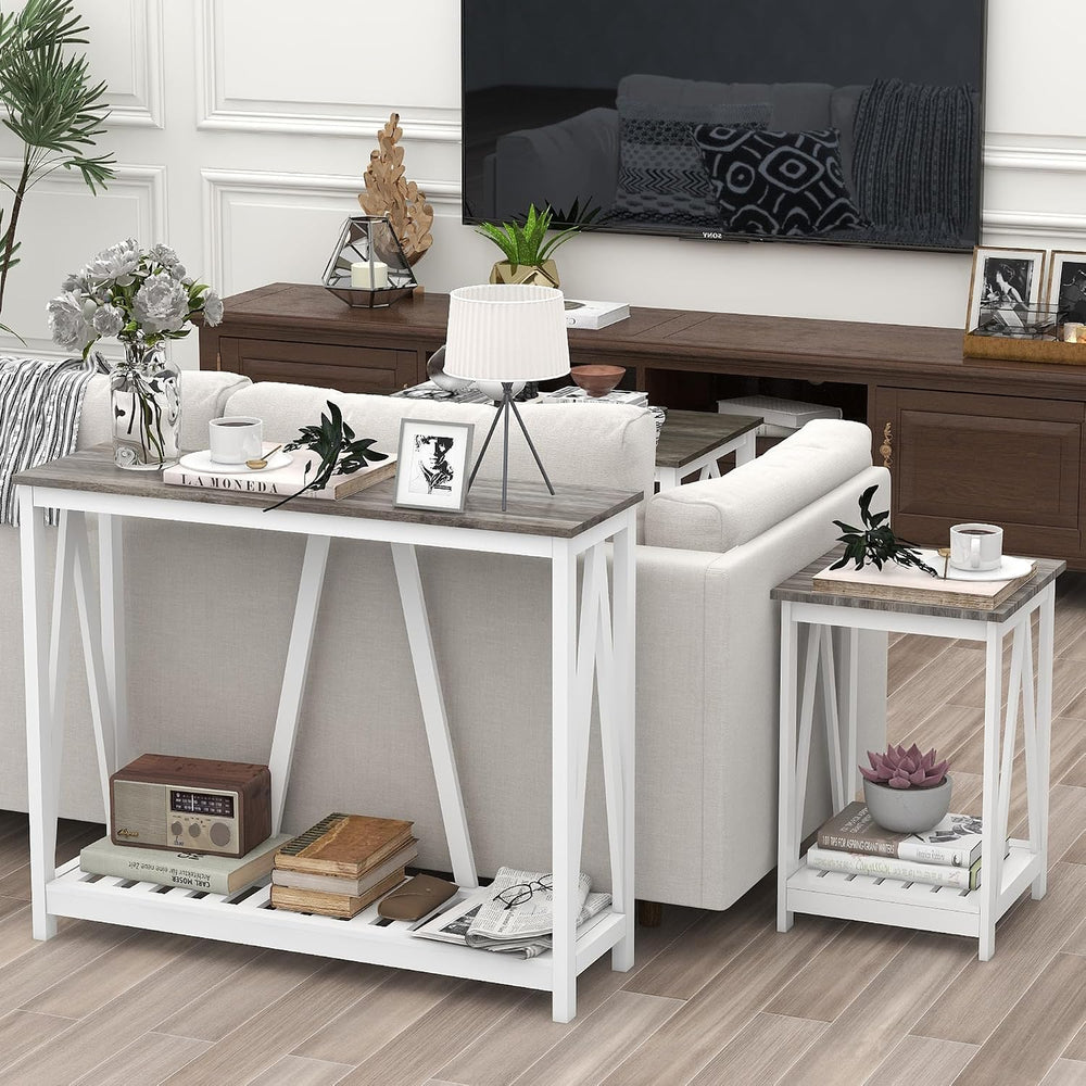 Entryway Table, 39" Farmhouse Console Table with Shelf Narrow Foyer Tabl...