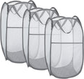 Larpur Pack of 3 Pop up Laundry Hampers, Collapsible Laundry Baskets, Portable Mesh Clothes Hampers for Kids Room, College Dorm, Bathroom, Foldable Hamper with Carry Handles, Gray