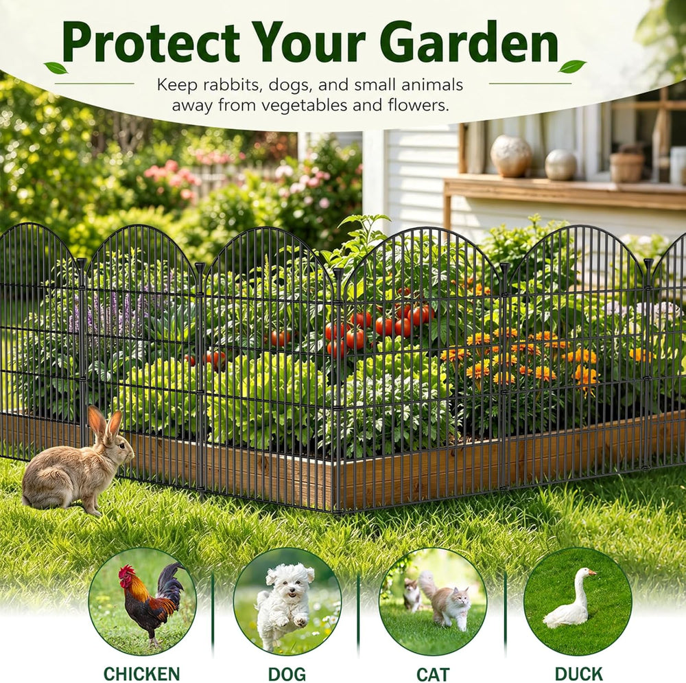 No Dig Garden Fence Panels, Dog Fence Outdoor for Yard, 12 Pack