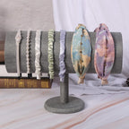 T-Bar Headband Holder Organizer for Show, Soft Velvet Hairband Stand Display, Hair Hoop Accessories Jewelry Storage for Home Bedroom (Gray Linen)