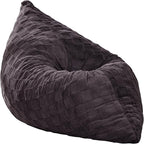 Hobestluk 3 in 1 Bean Bag Chair Giant Bean Bag Chairs for Adults with Plaid Cover Convertible Bean Bag Floor Cushion with Machine Washable Cover for Living Room (Plaid Dark Grey)