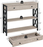Yaheetech TV Stand, Entertainment Center with Drawer, Media Console Table for TV up to 45 inch, TV Console Table with Open Storage Shelves for Living Room/Hallway, Metal Frame, Grey