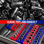 1/2 Inch Magnetic Socket Organizer,2-Pack Metric &SAE Sockets Holder Set 1/2" Drive Socket Trays, Holds 35 Pcs Standard Sockets(Socket not Included)
