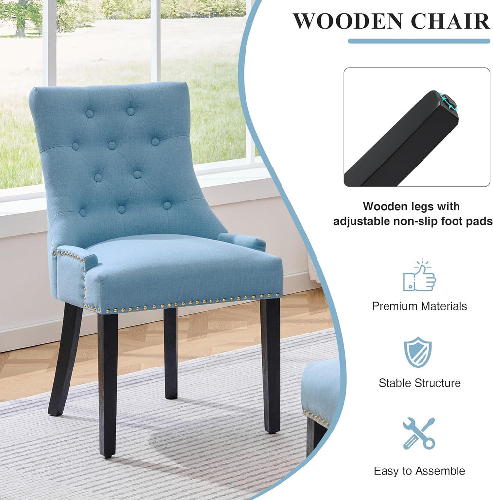 adochr Dining Chairs Set of 4, Upholstered Fabric Dining Room Chairs with Nai...