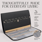 Hanging Jewelry Organizer Storage with Hanger Metal Hooks Double-Sided Jewelry Holder- Wall Mount Holder for Earrings, Necklaces, Rings on Closet, Wall, Door, 1 piece, Large, Black