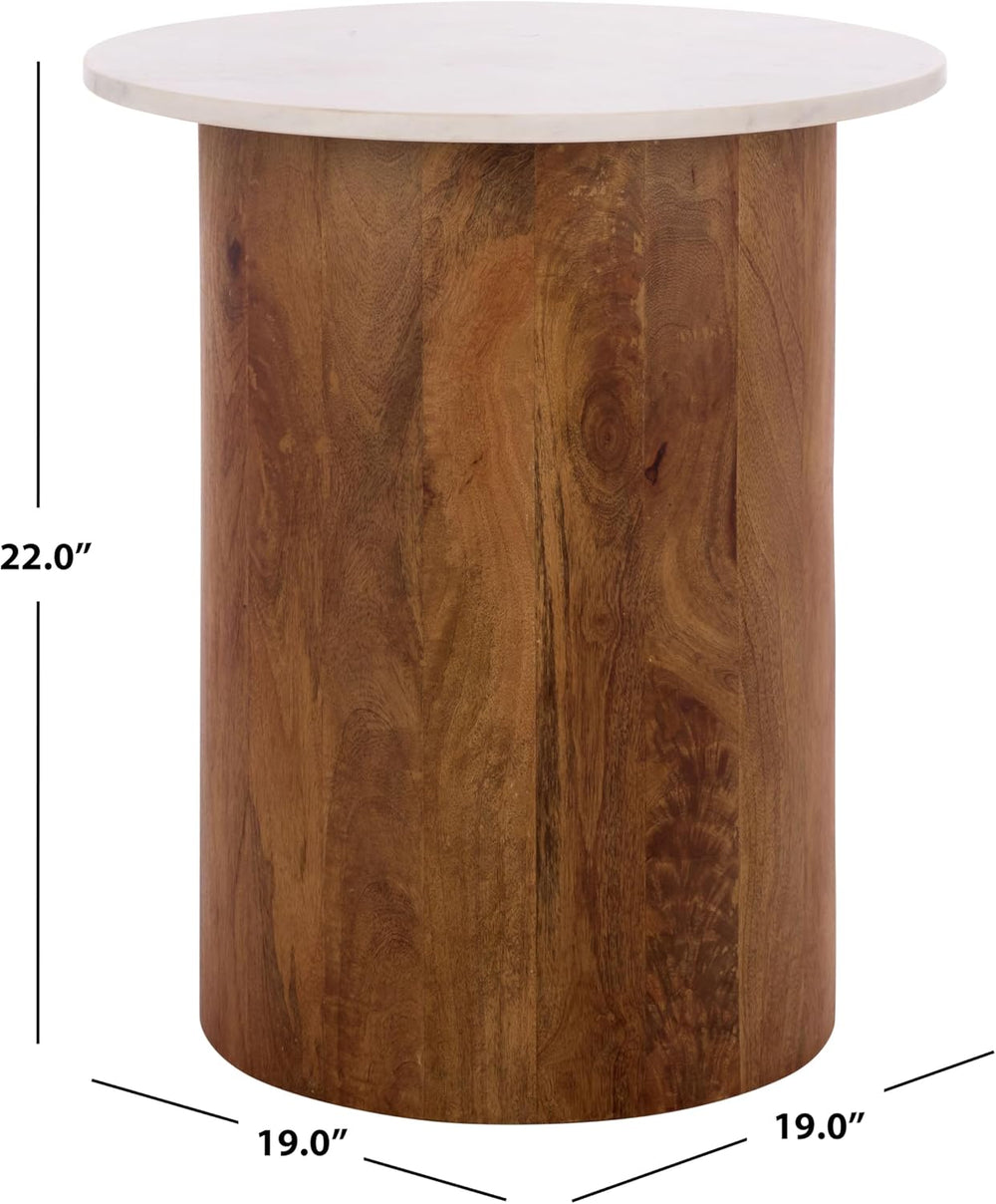 SAFAVIEH Home Collection - Kappie Round Accent Table with White Marble Top &a...