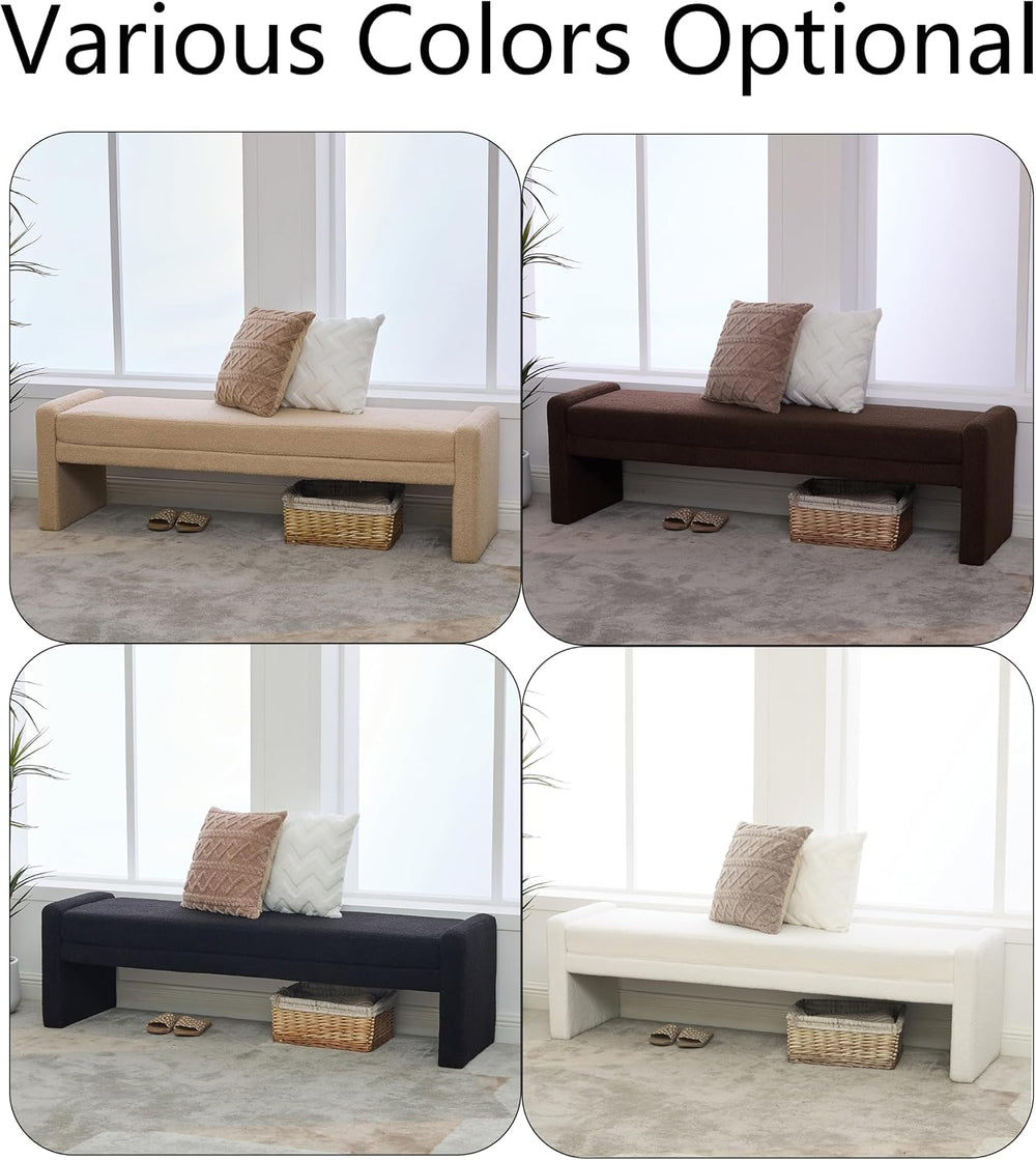 Teddy Bedside Bench for Bedroom King Size,66.9" Minimalist Long Ottoman ...